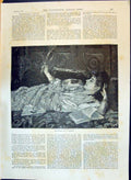 Original Old Antique Print 1897 Reflections Courtois Beautiful Woman Indoor