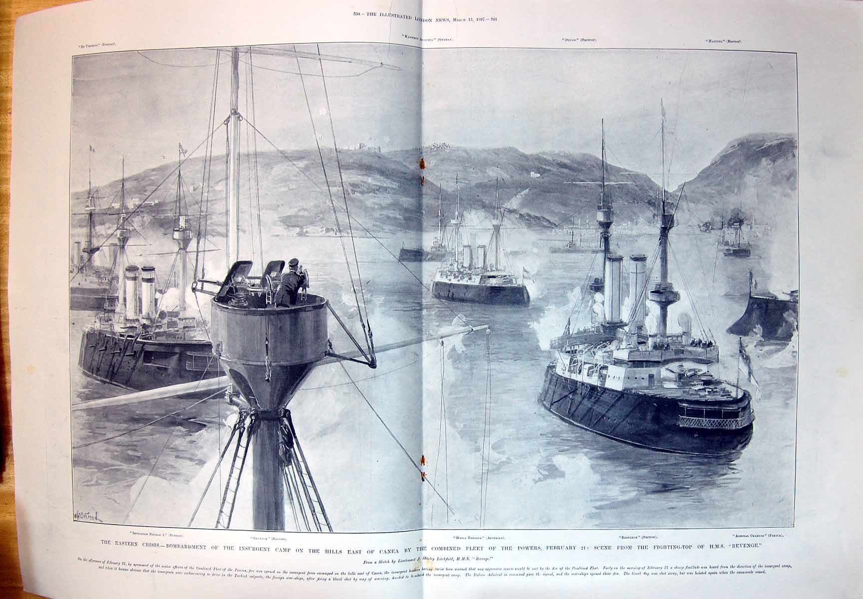 Old 1897 Eastern Crisis Bombardment Insurgent Canea Revenge Dryad Har 19th
