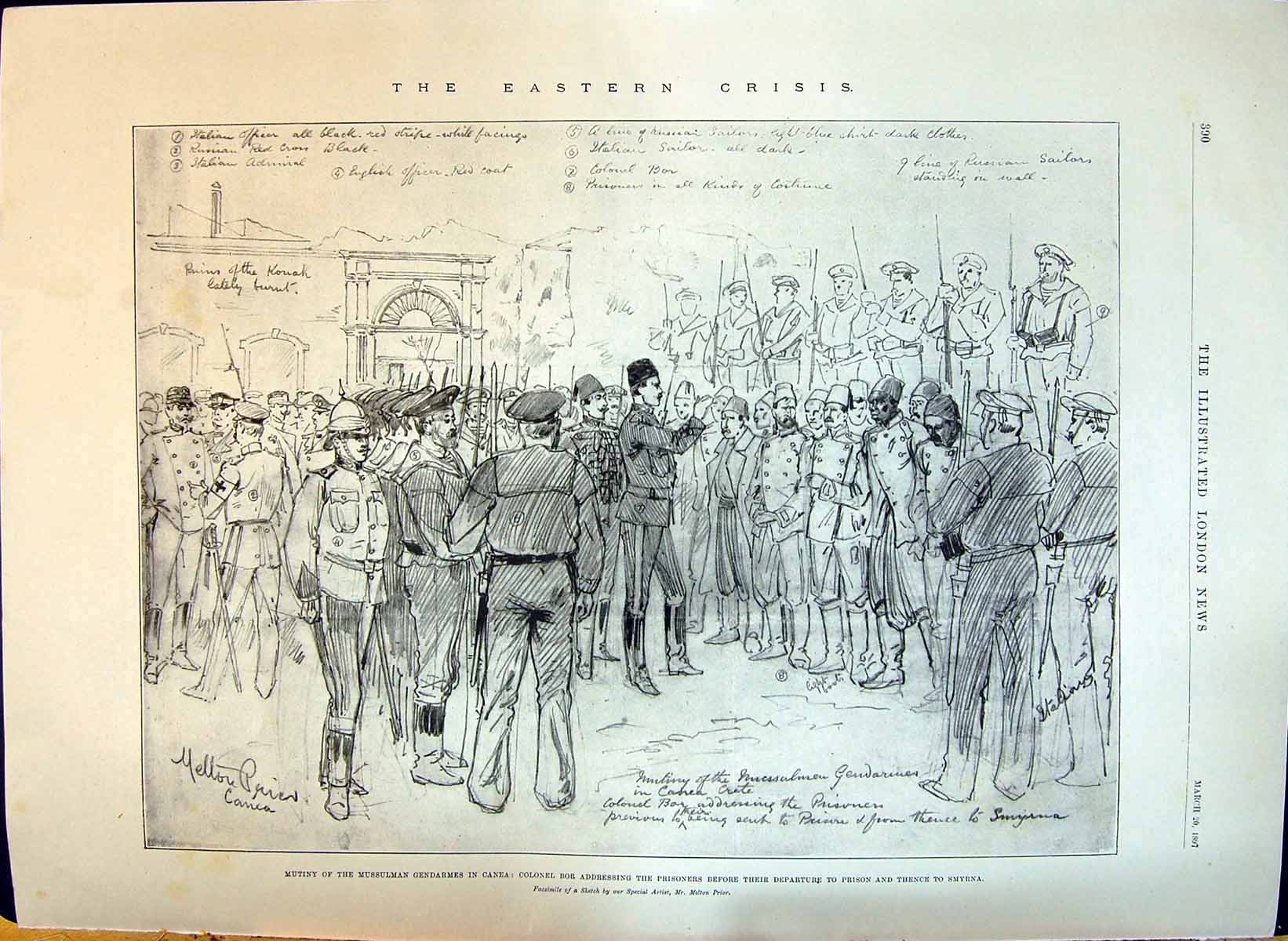 Old 1897 Eastern Crisis Mussulman Gendarmes Bor Prisoners Military Pa Victorian
