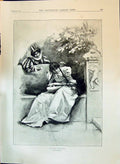 Antique Print 1897 Love'S Melody Weatherstone Young Woman Man Outdoor Scene
