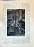 Old 1897 A Fisherman'S Home Scene Weatherhead Man Woman Woodville Ill Victorian