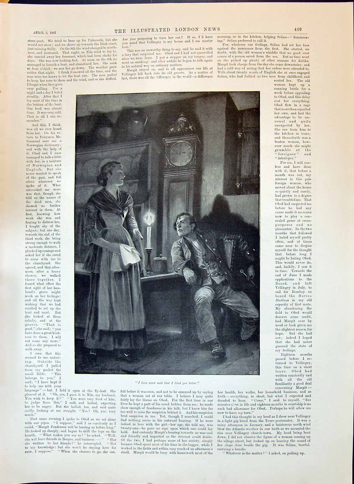 Old 1897 A Fisherman'S Home Scene Weatherhead Man Woman Woodville Ill Victorian