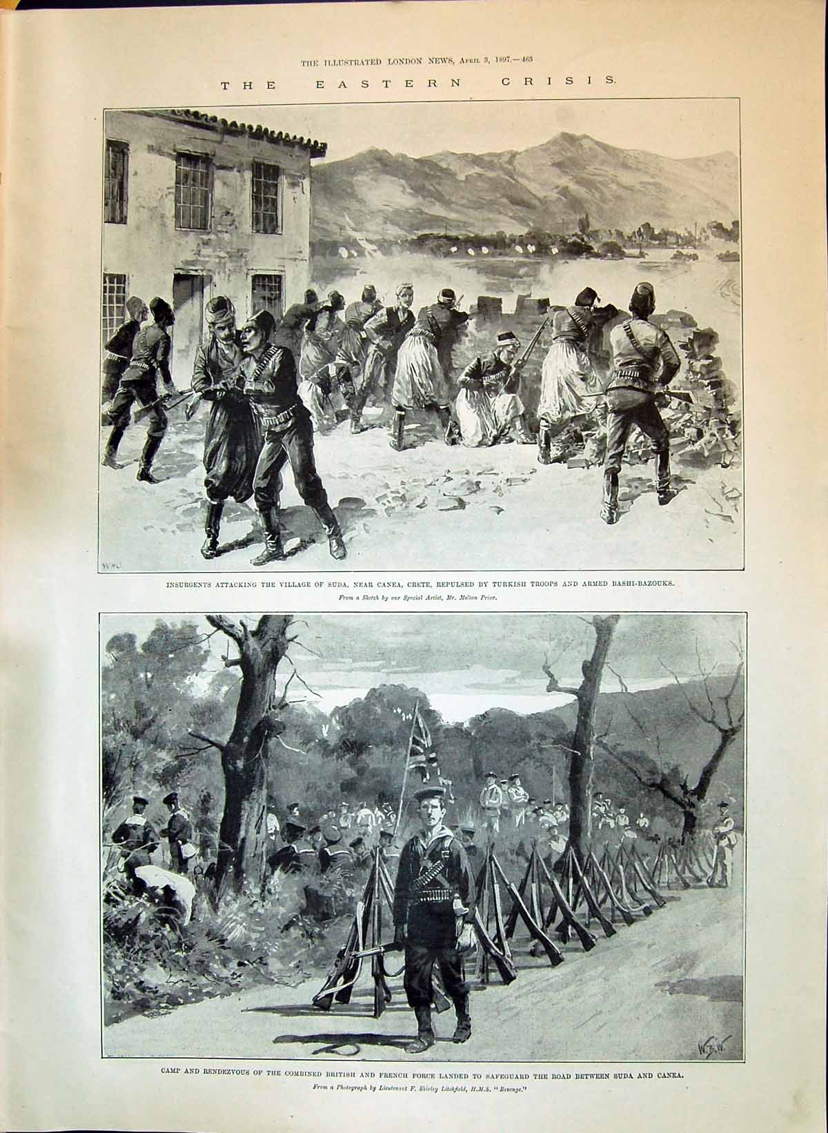Old 1897 Eastern Crisis Insurgents Suda Canea Crete Turkish Troops Br Victorian