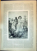 Original Old Antique Print 1897 Ship People Japanese Man Woman Box In The Ear
