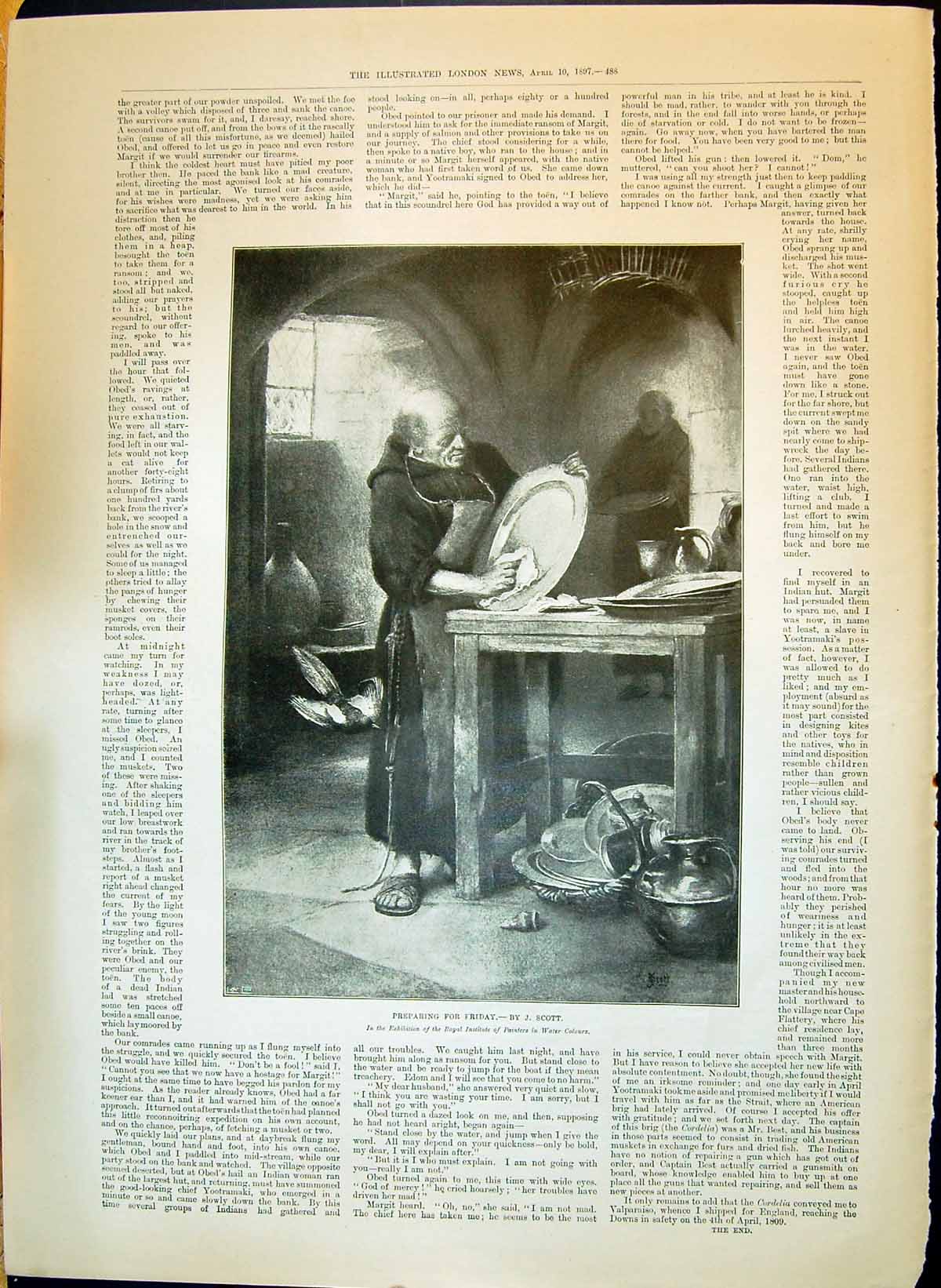Old 1897 Preparing For Friday Scott Royal Institute Illustration Litt Victorian