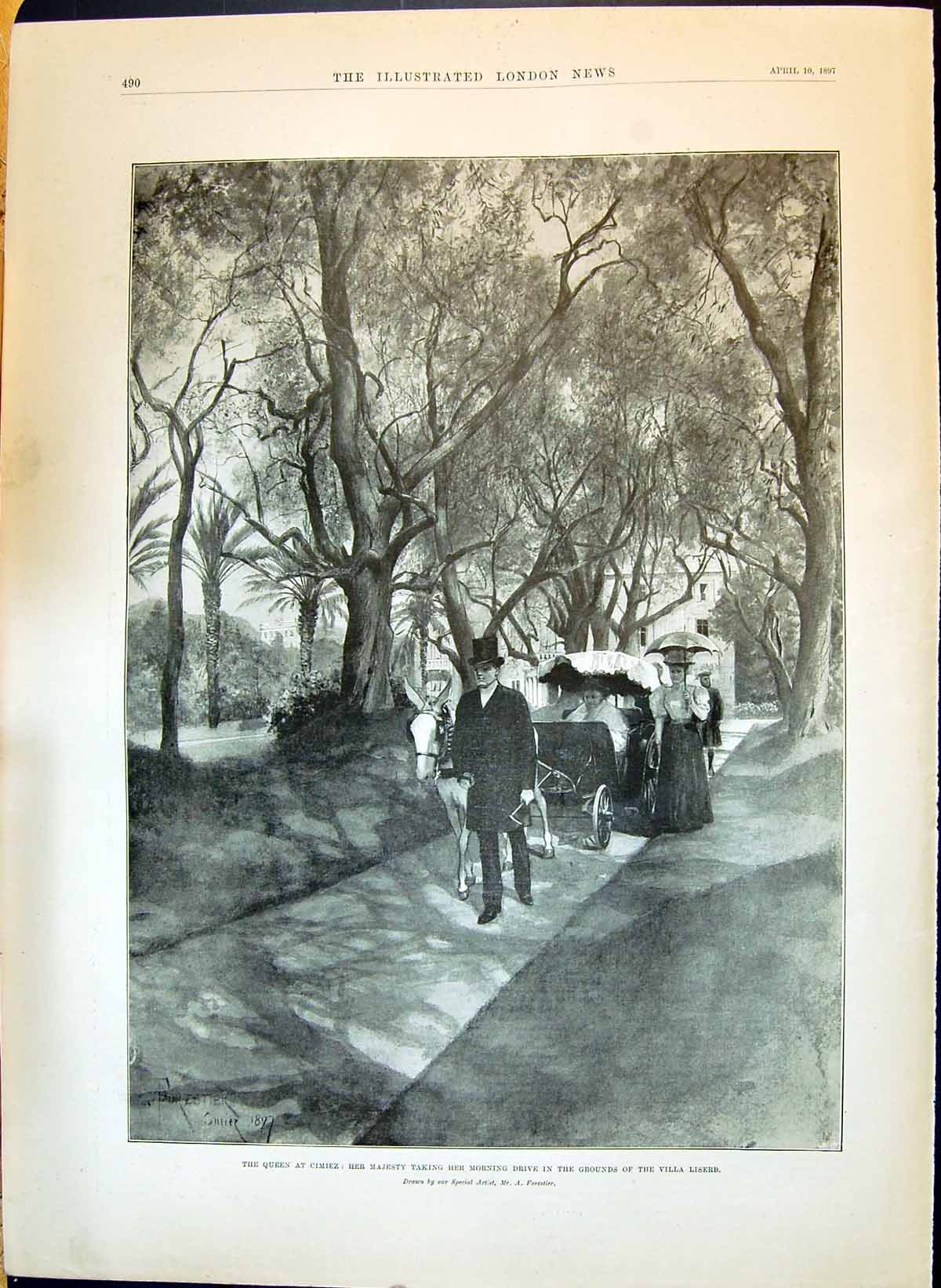 Old 1897 Queen Cimiez Horse Carriage Villa Liserb Epping Point-To-Poi Victorian