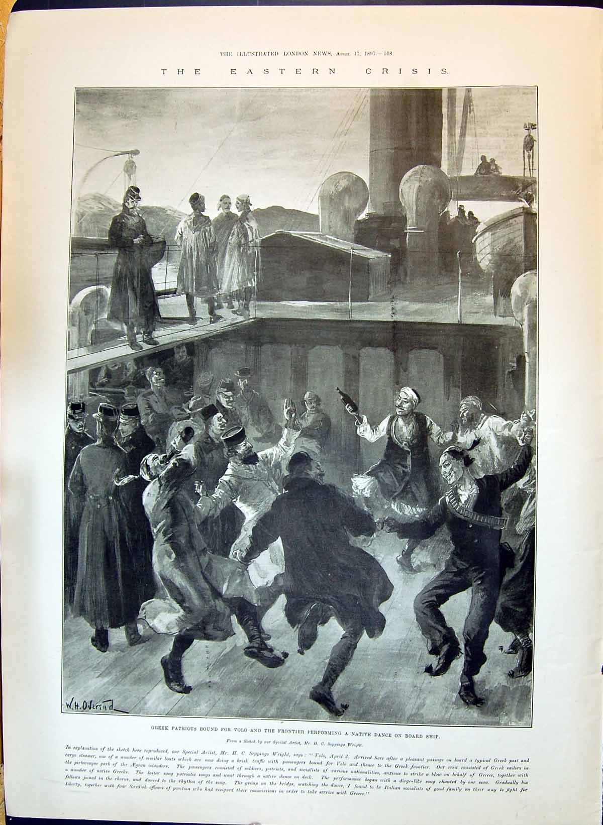 Old 1897 Eastern Crisis Greek Patriots Native Dance Ship Jameson Will Victorian