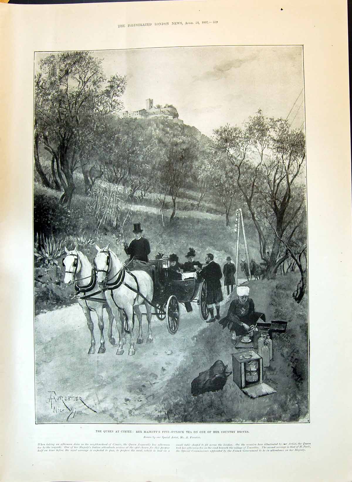 Old 1897 Cimiez Queen Horse Carriage Forestier Brussels Waterloo Fiel Victorian