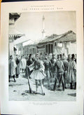 Old 1897 Graeco-Turkish War Street Corner Larissa Guarding Bridge Rev Victorian