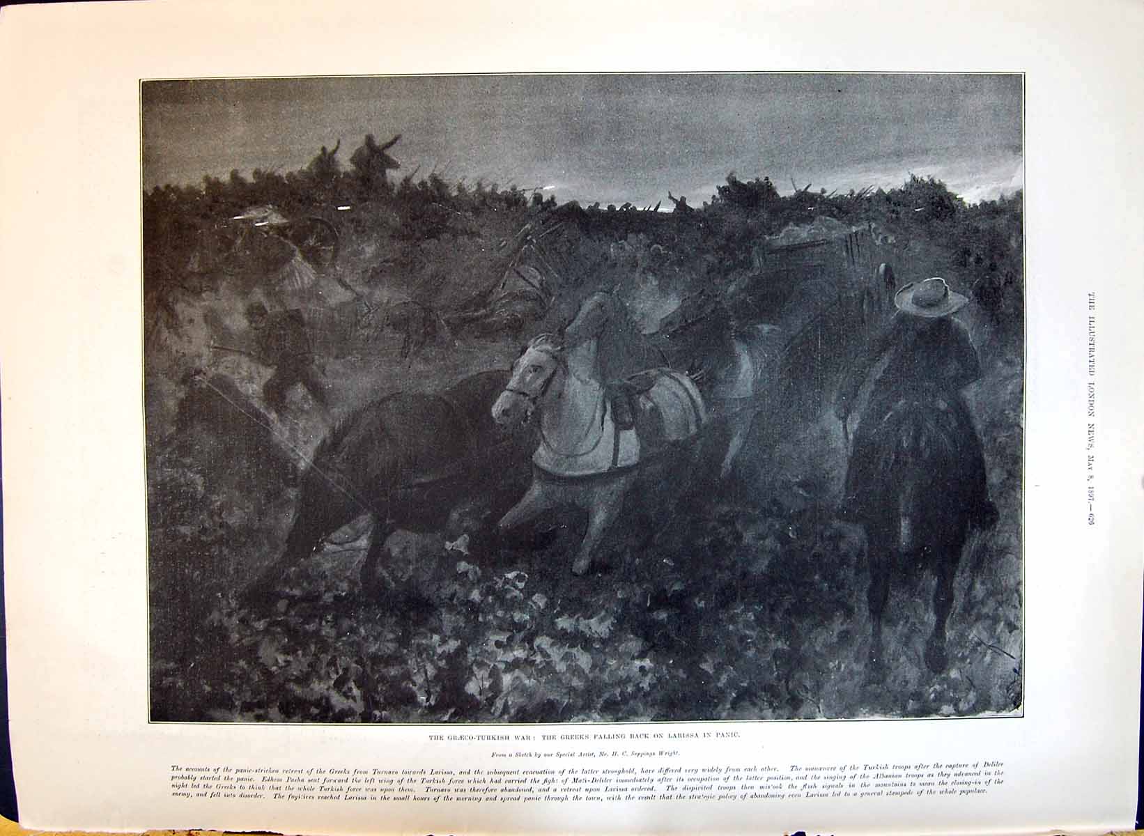 Old 1897 Graeco-Turkish War Greeks Larissa Panic Outside Frontier Blo Victorian