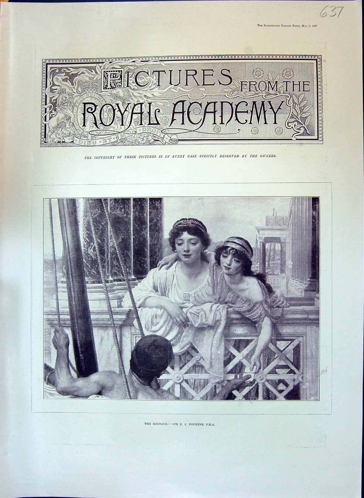 Old 1897 Royal Academy Pictures Message Poynter Castel Moel Crow-Boy Victorian