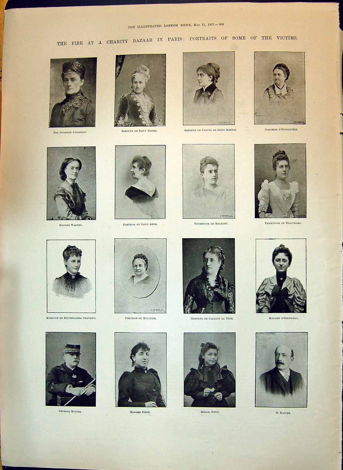 Old 1897 Fire Carity Bazaar Paris Victims Portraits Martin Ange Nitot Victorian