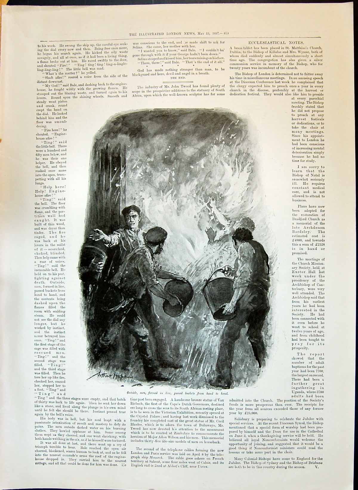 Antique Print 1897 Hopkins Illustration Fire Charity Bazaar Paris Paris Sce