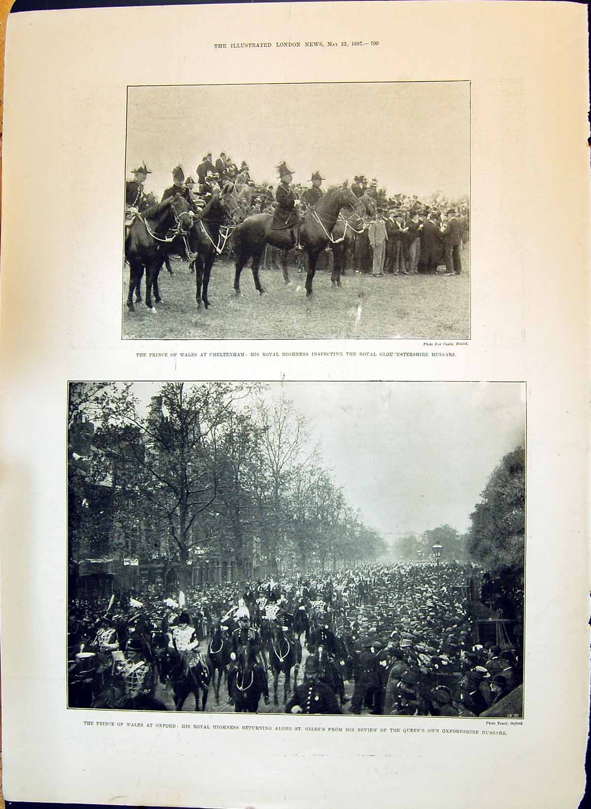 Old 1897 Prince Wales Cheltenham Oxford St. Giles Hussars Field Batte Victorian