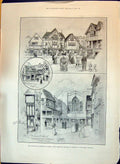 Old Antique Print 1897 Era Exhibition Earl'S Court New Window Canterbury 19th