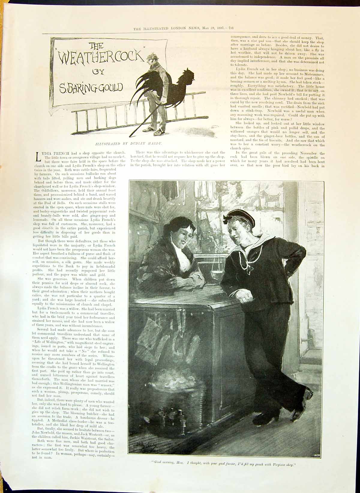 Antique Print 1897 Weathercock Baring Gould Dudley Hardy Story Illustration