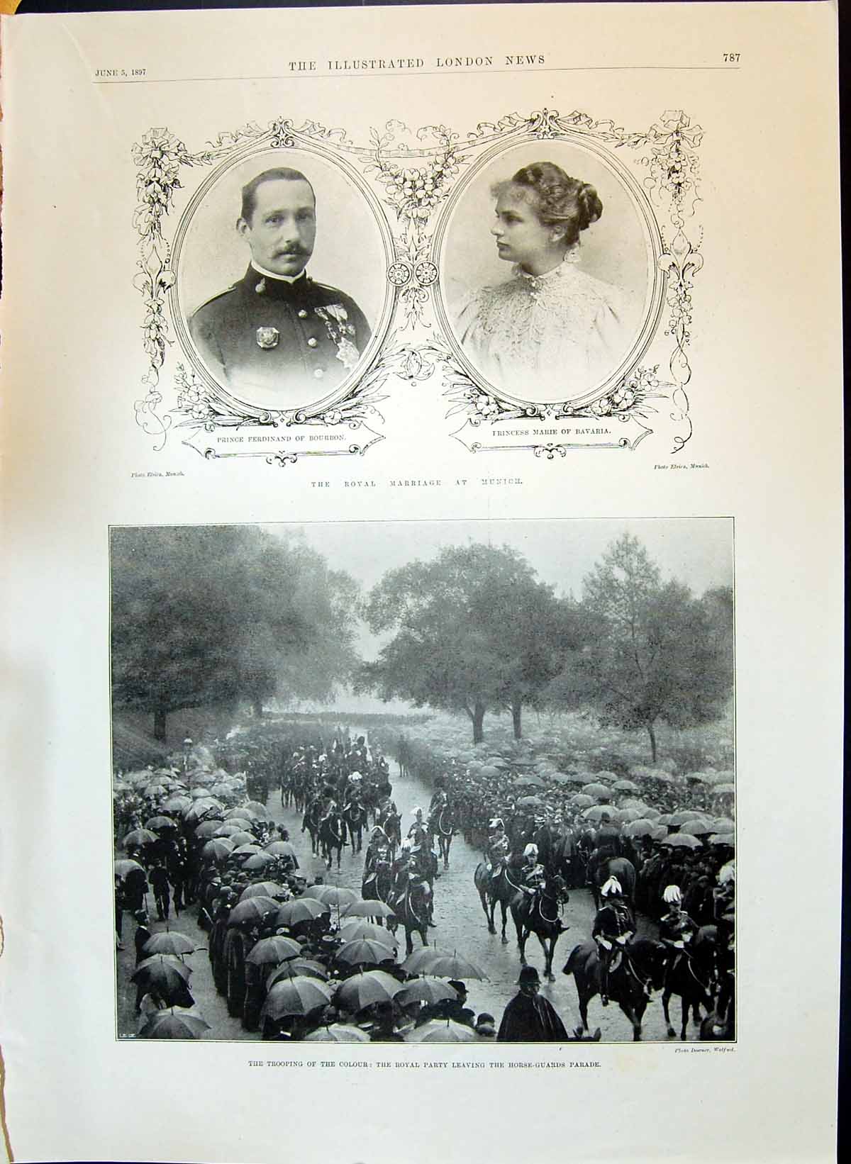 Old 1897 Royal Marriage Munich Ferdinand Marie Horse-Guard Parade Cab Victorian
