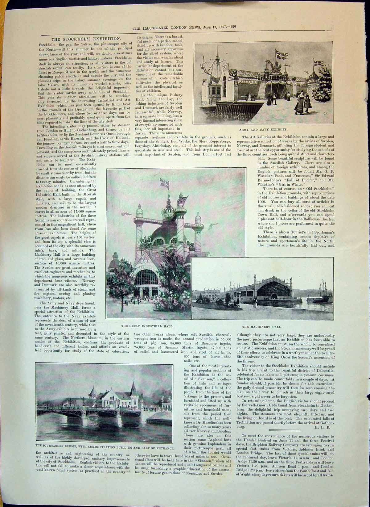 Old 1897 Army Navy Exhibits Industrial Hall Machinery Djurgarden Gubb Victorian
