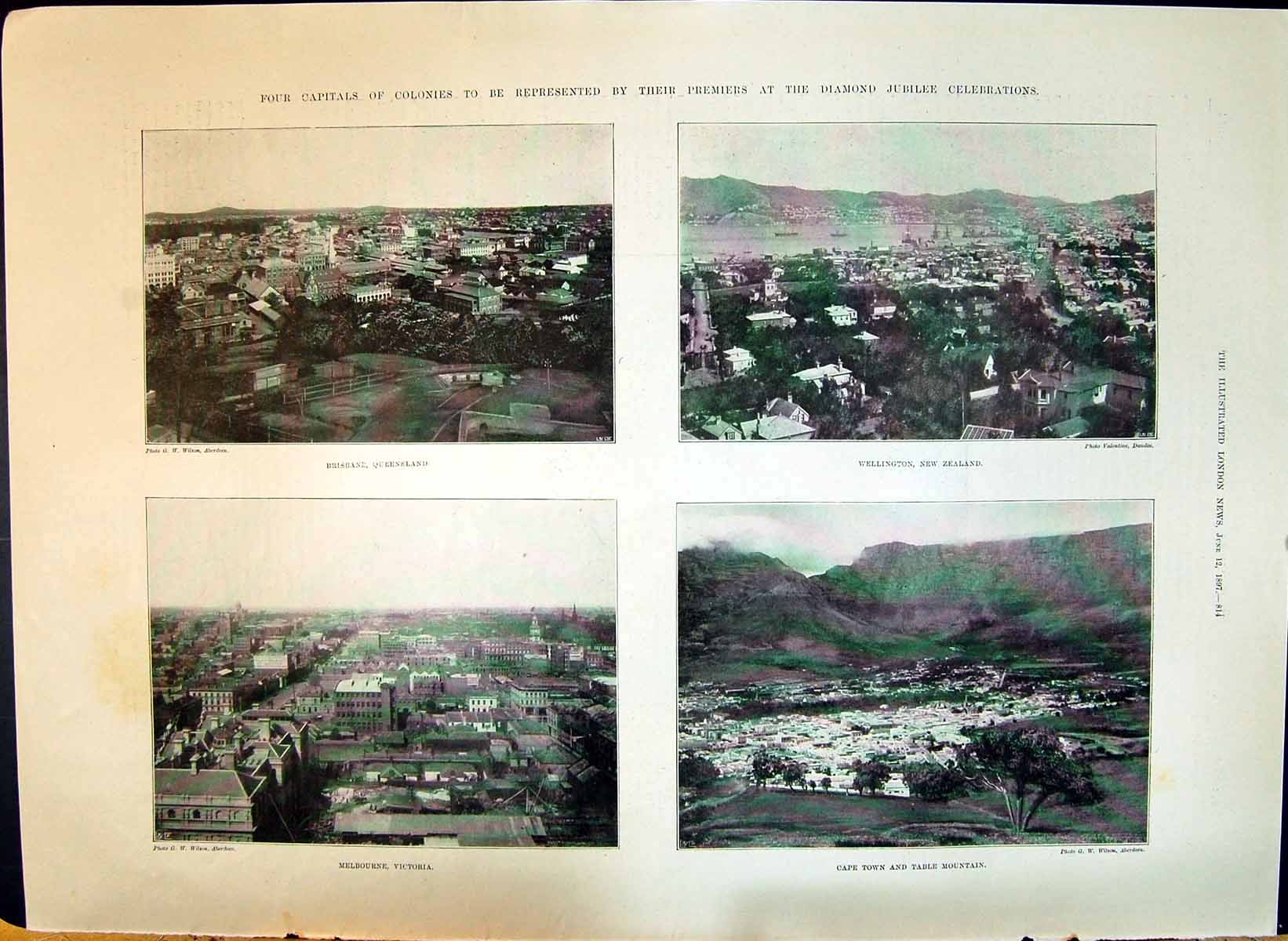 Old 1897 New Zealand Cape Town Melbourne Brisbane Table Mountain Town Victorian