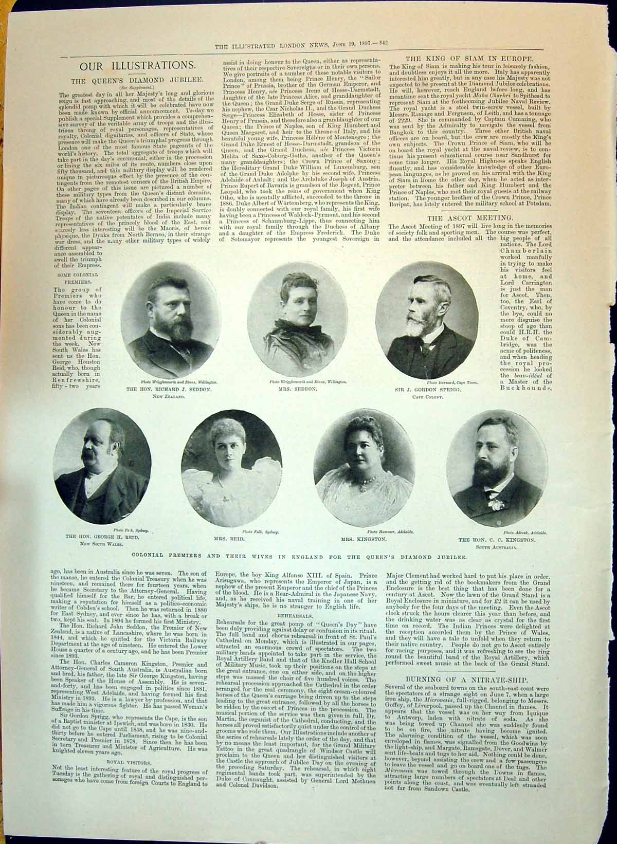 Old 1897 Seddon Sprigg Kingston Reid New Zealand Wales Cape Colony So Victorian