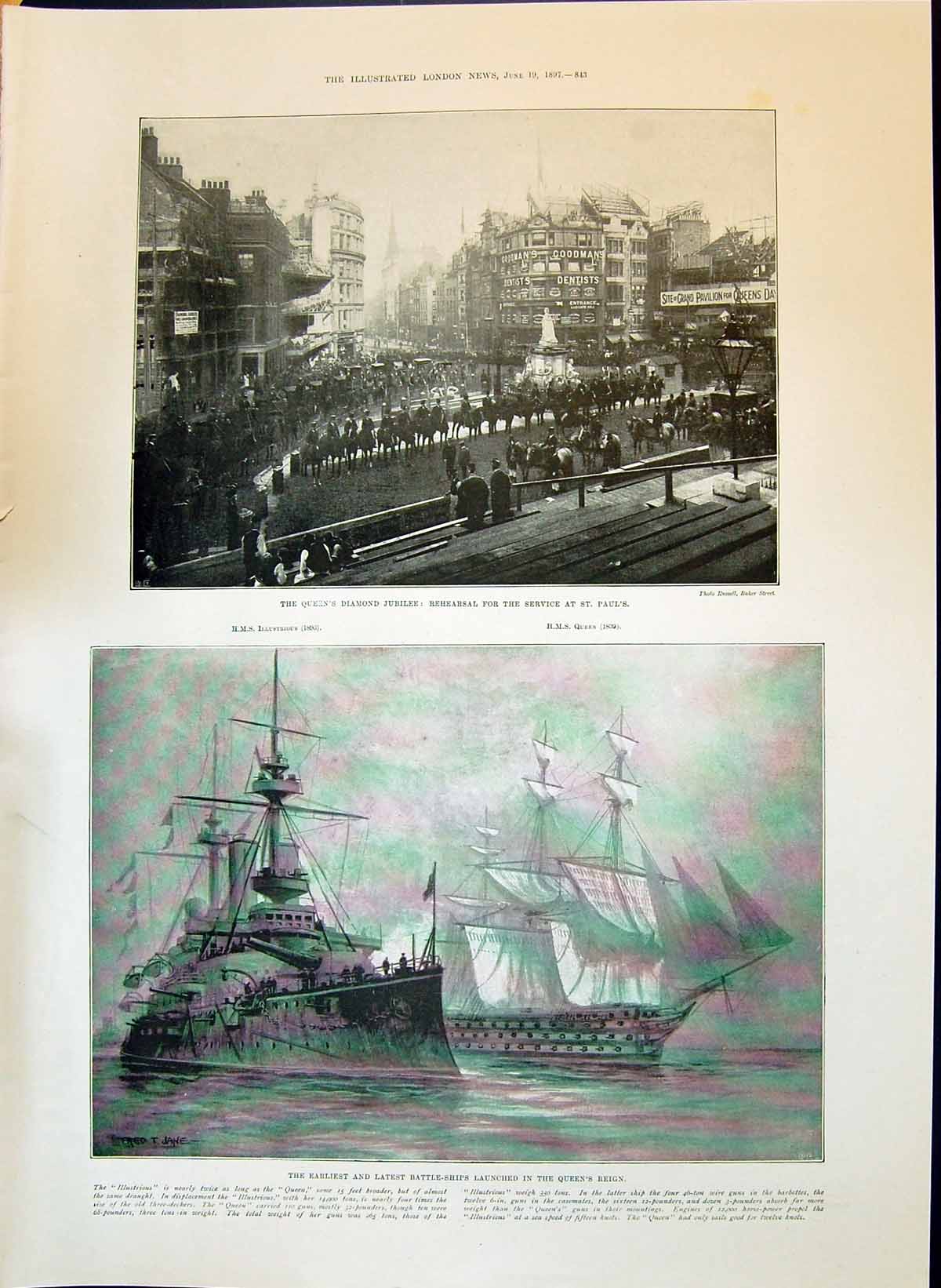 Old 1897 Queen'S Diamond Jubilee St. Pauls Service Rehearsal Battle-S Victorian