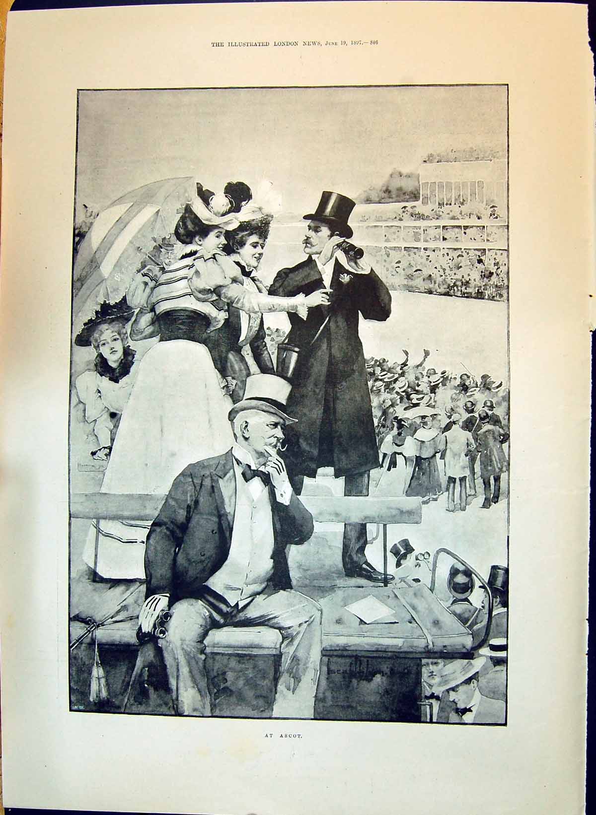 Old 1897 Ascot Horse Racing Crowd Futteh Khan Waziri Afghan Frontier Victorian