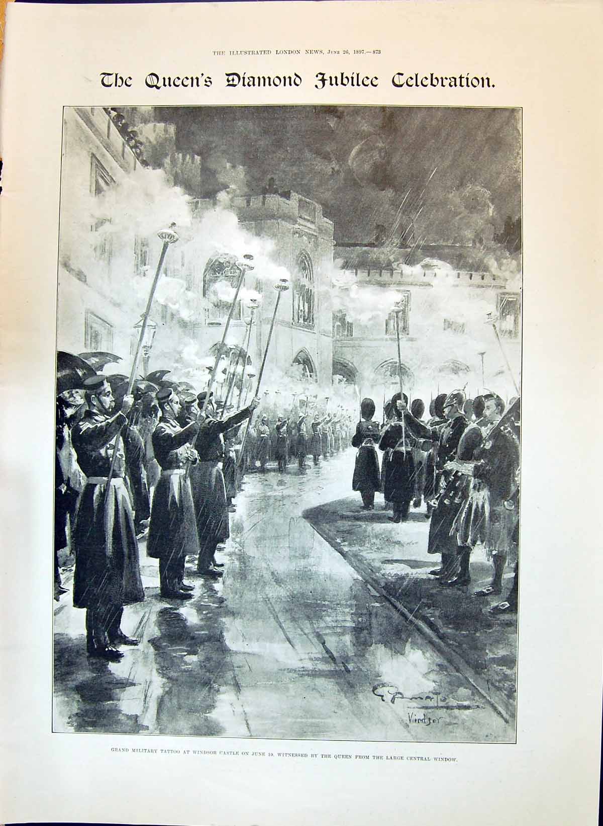 Old 1897 Queens Diamond Jubilee Celebration Grand Military Tattoo Win Victorian