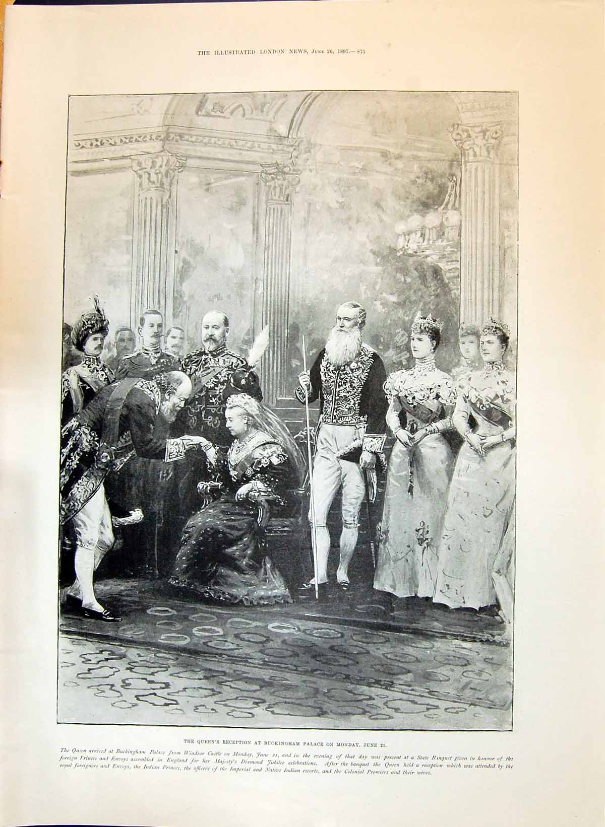 Old 1897 Queen'S Reception Buckingham Palace Royal Procession Carriag Victorian