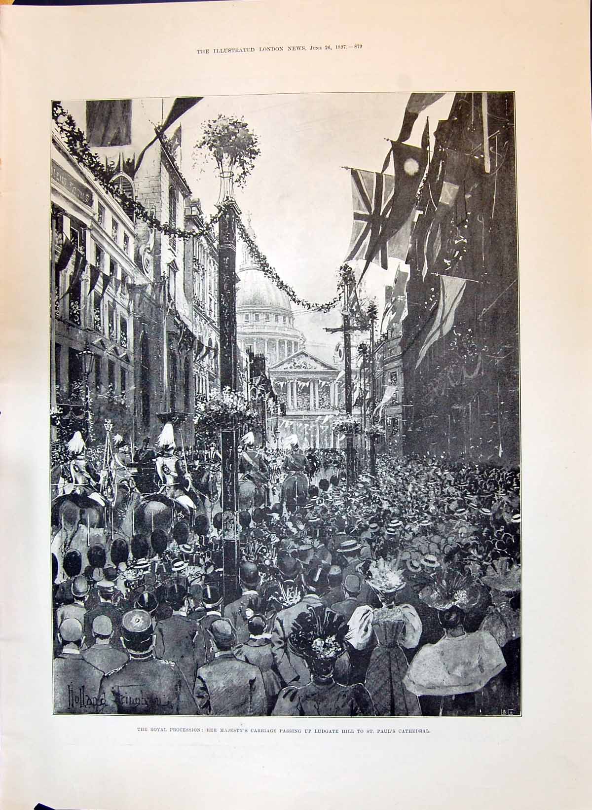 Old 1897 Royal Procession Majesty'S Carriage Ludgate Hill St. Pauls C Victorian