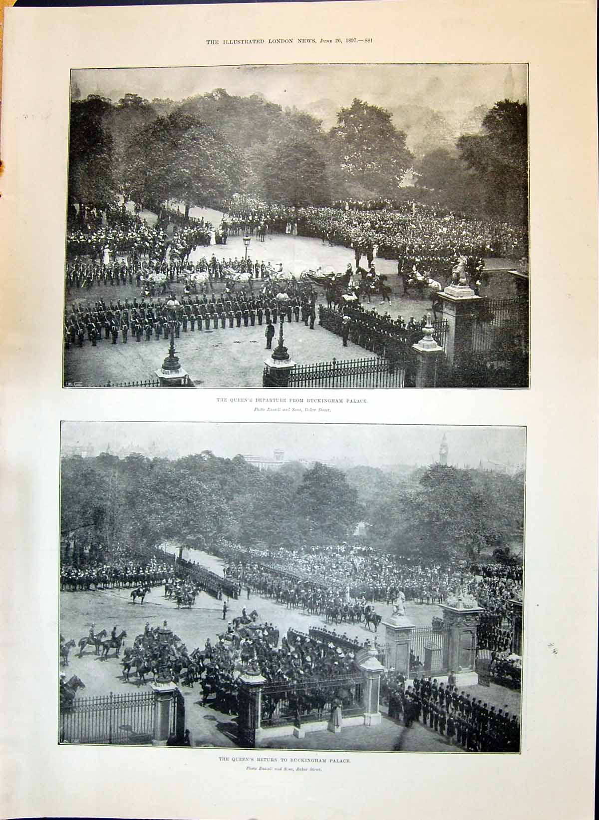Old 1897 Buckingham Palace Queen'S Return Departure Empress Frederick Victorian