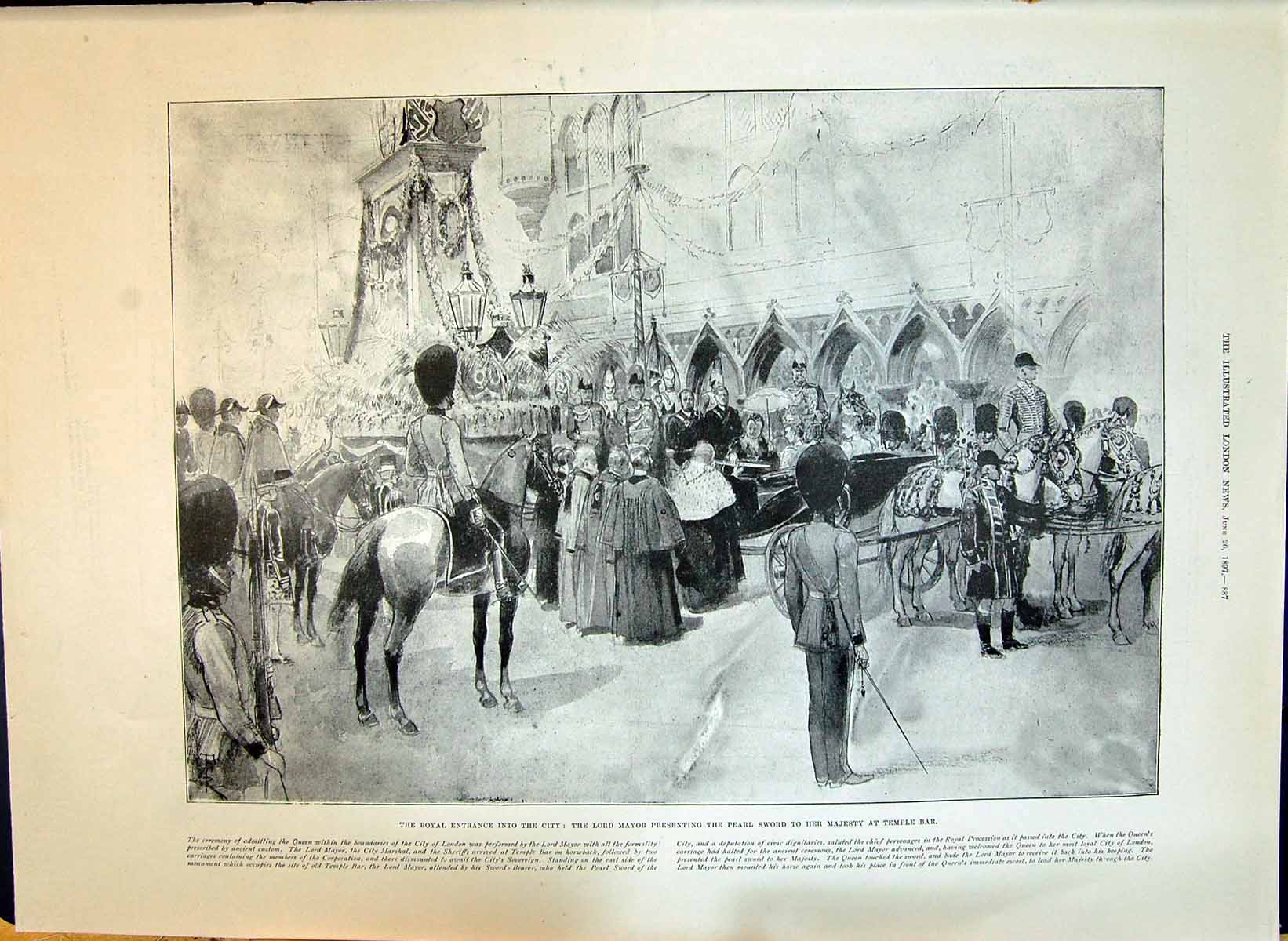 Old 1897 Lord Mayor Pearl Sword Majesty Temple Bar Parliament Street Victorian