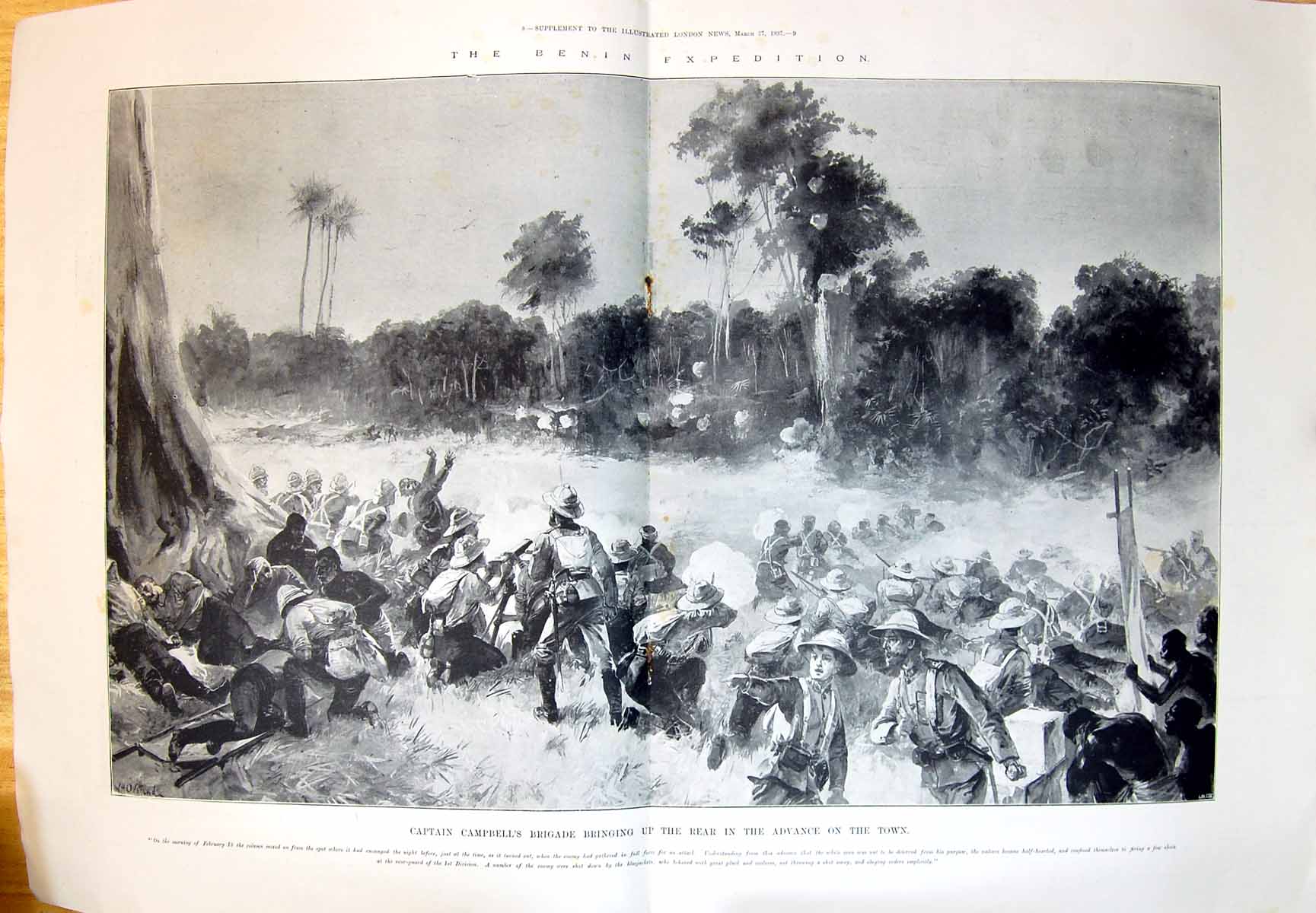 Old 1897 Benin Expedition Captain Campbell Brigade Advance On Town We 19th