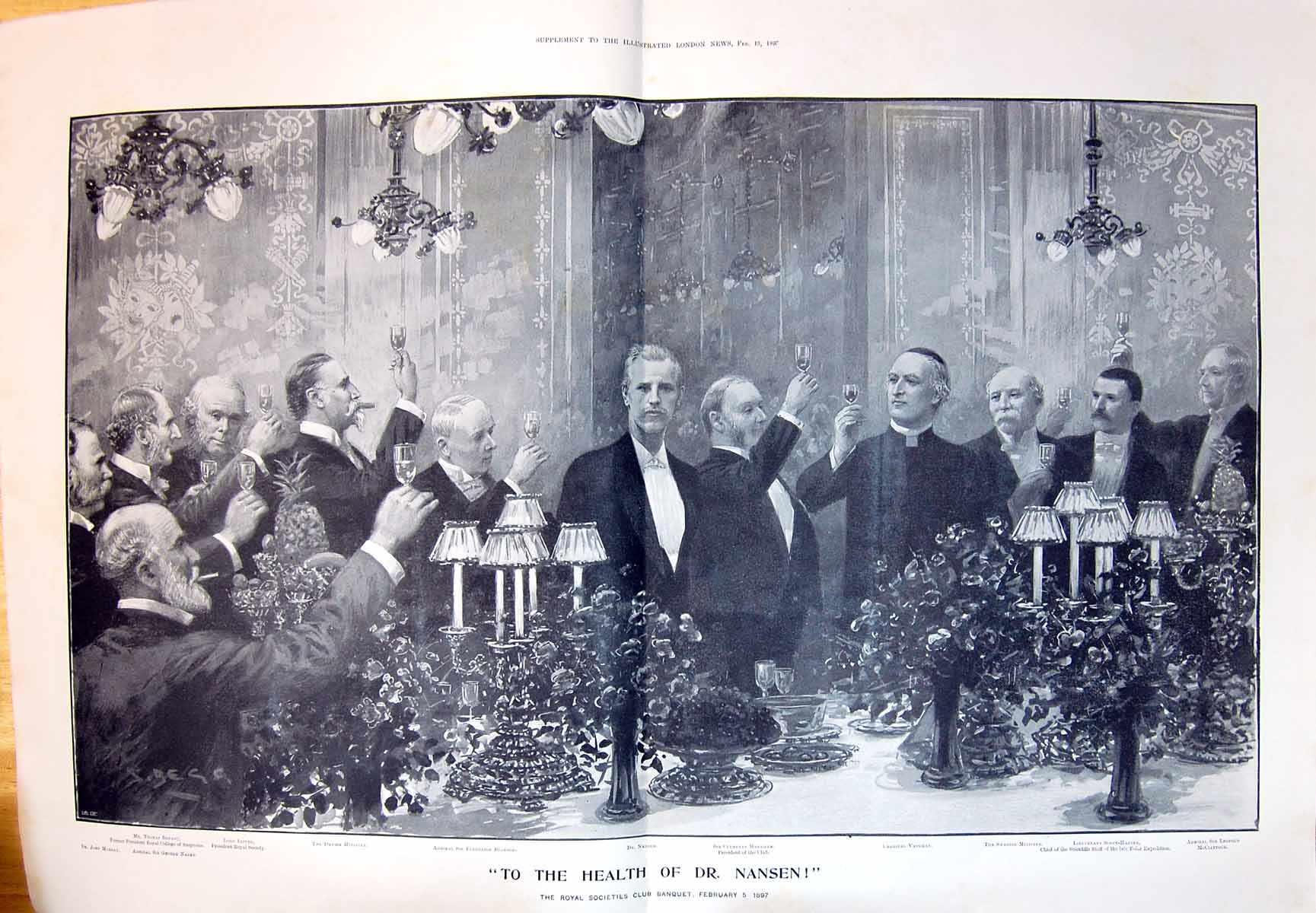 Old Print 1897 Toast Health Nansen Royal Societies Club Banquet Markham 19th