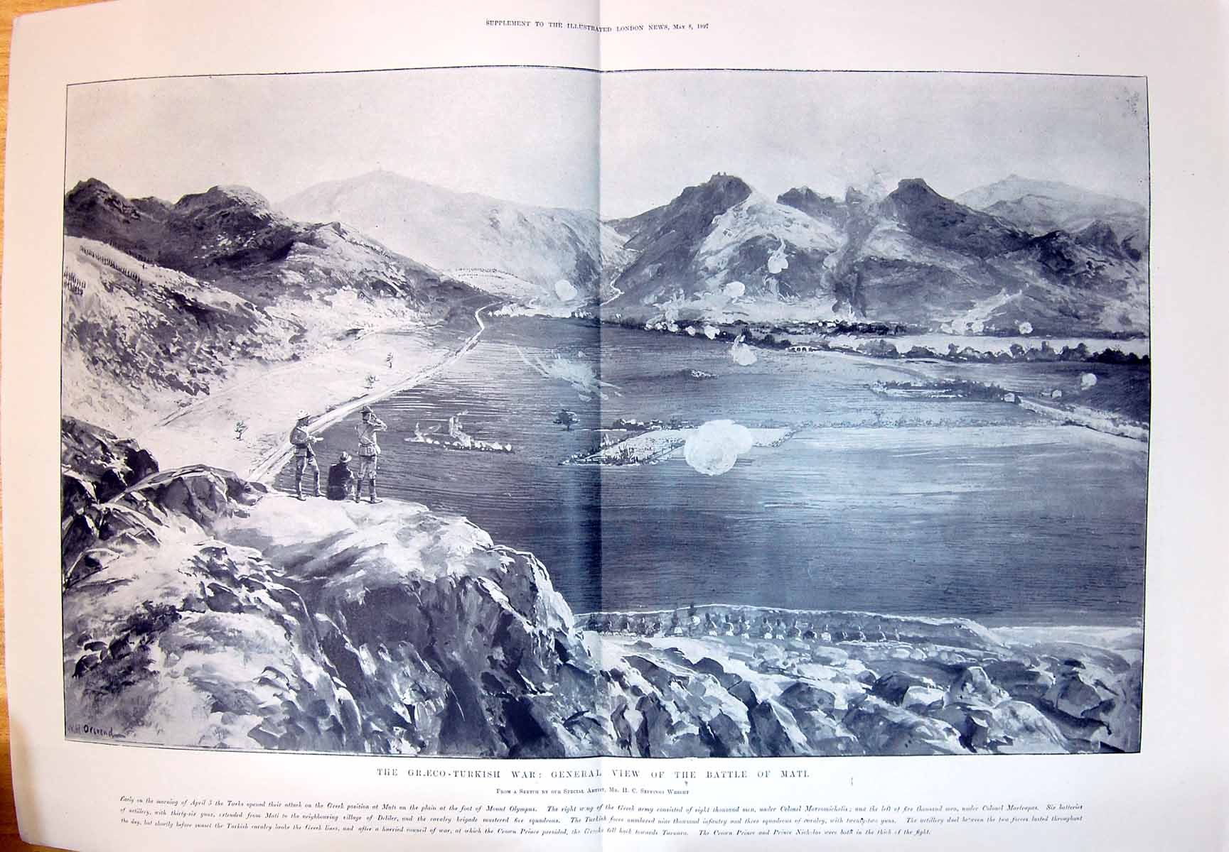 Antique Print 1897 Graeco Turkish War General View Battle Mati Wright Ske 19th