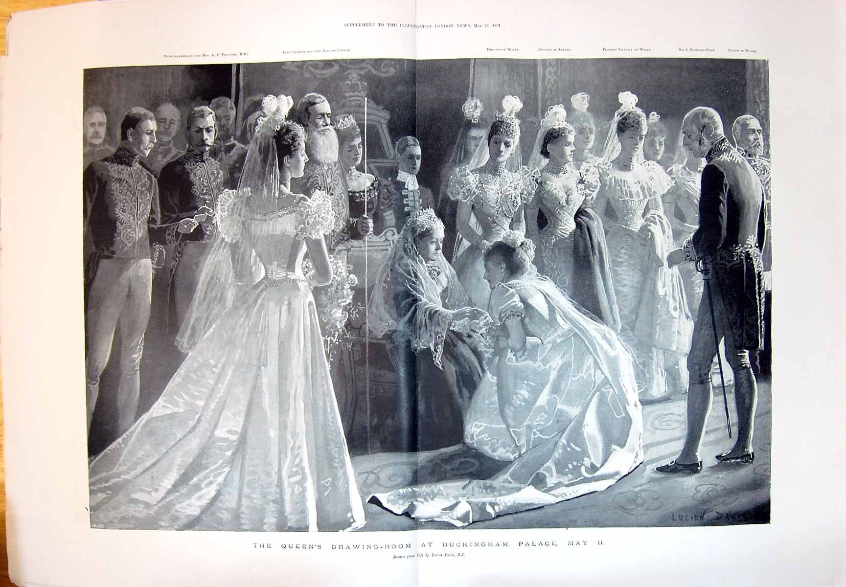 Old 1897 Queen Drawing Room Buckingham Palace Prince Princess Wales D 19th