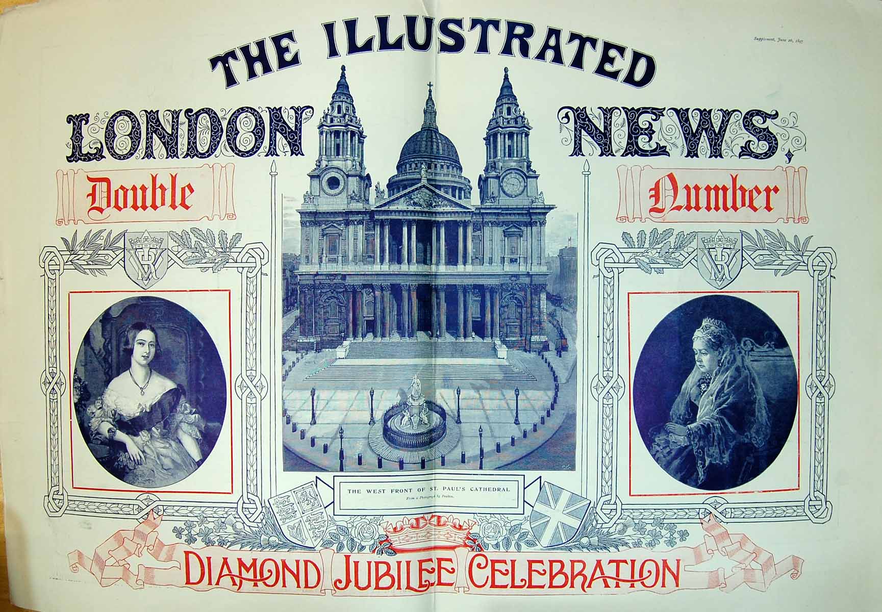 Old Print 1897 Queendiamond Jubilee Celebration West Front Pauls Cathedr 19th