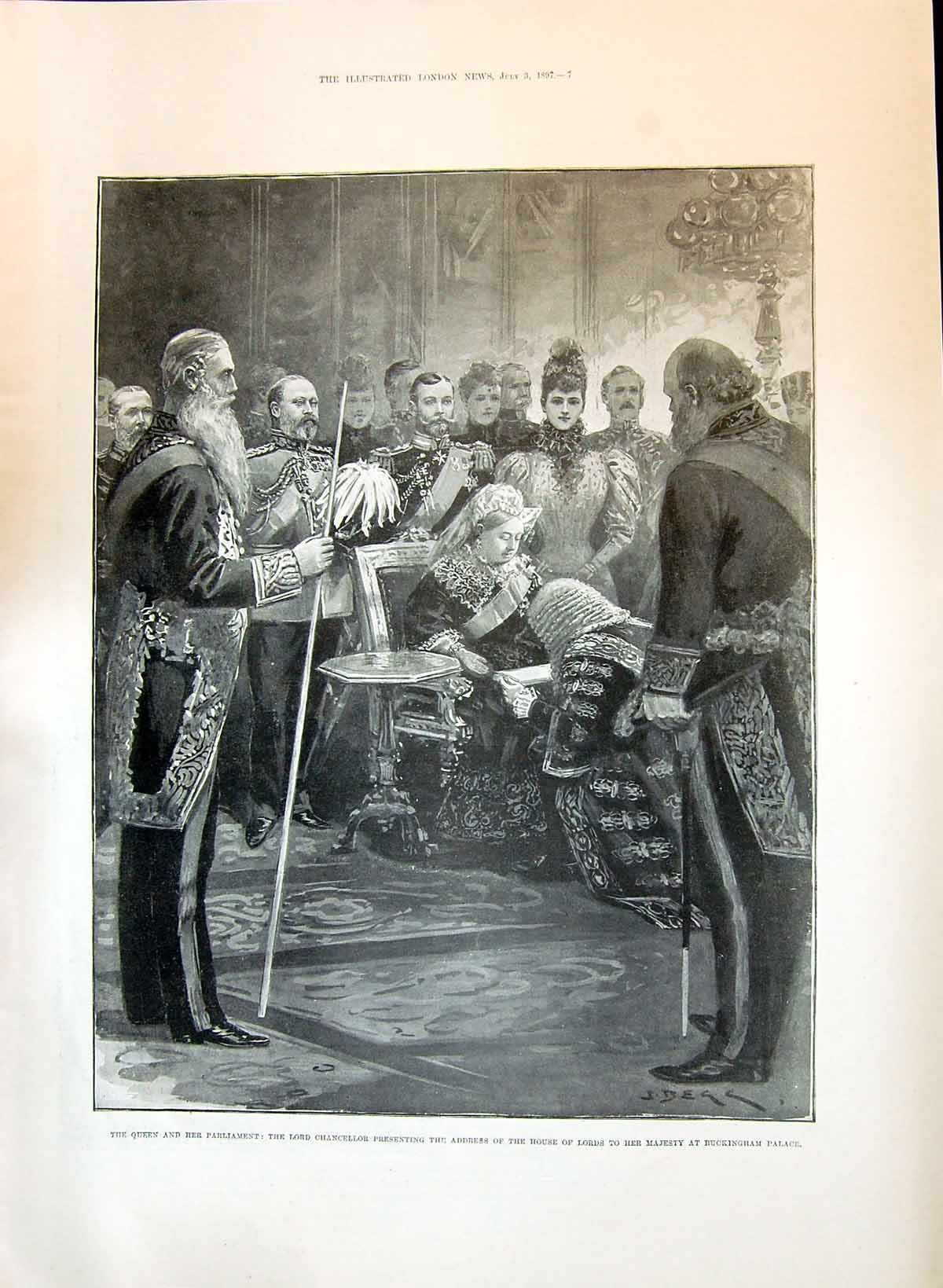 Old 1897 Queen Parliament Lord Chancellor Lords Buckingham Palace Shi Victorian