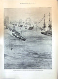 Old Print 1897 Great Naval Review Queen Royal Yacht Ships Seppings Wright 19th