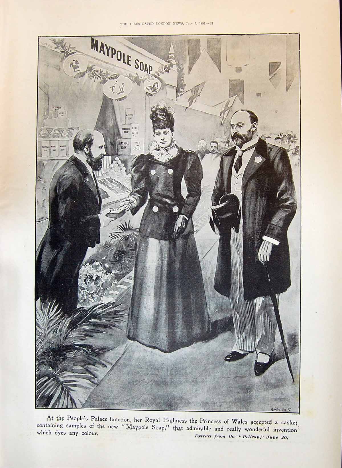 Old Print 1897 Advertisement Maypole Soap People'S Palace Princess Wales 19th