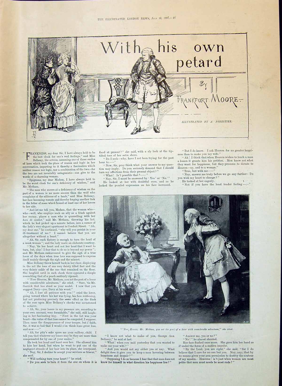 Old Print 1897 Mad Lady Romance Metham Story Frankfort Moore Illustration 19th