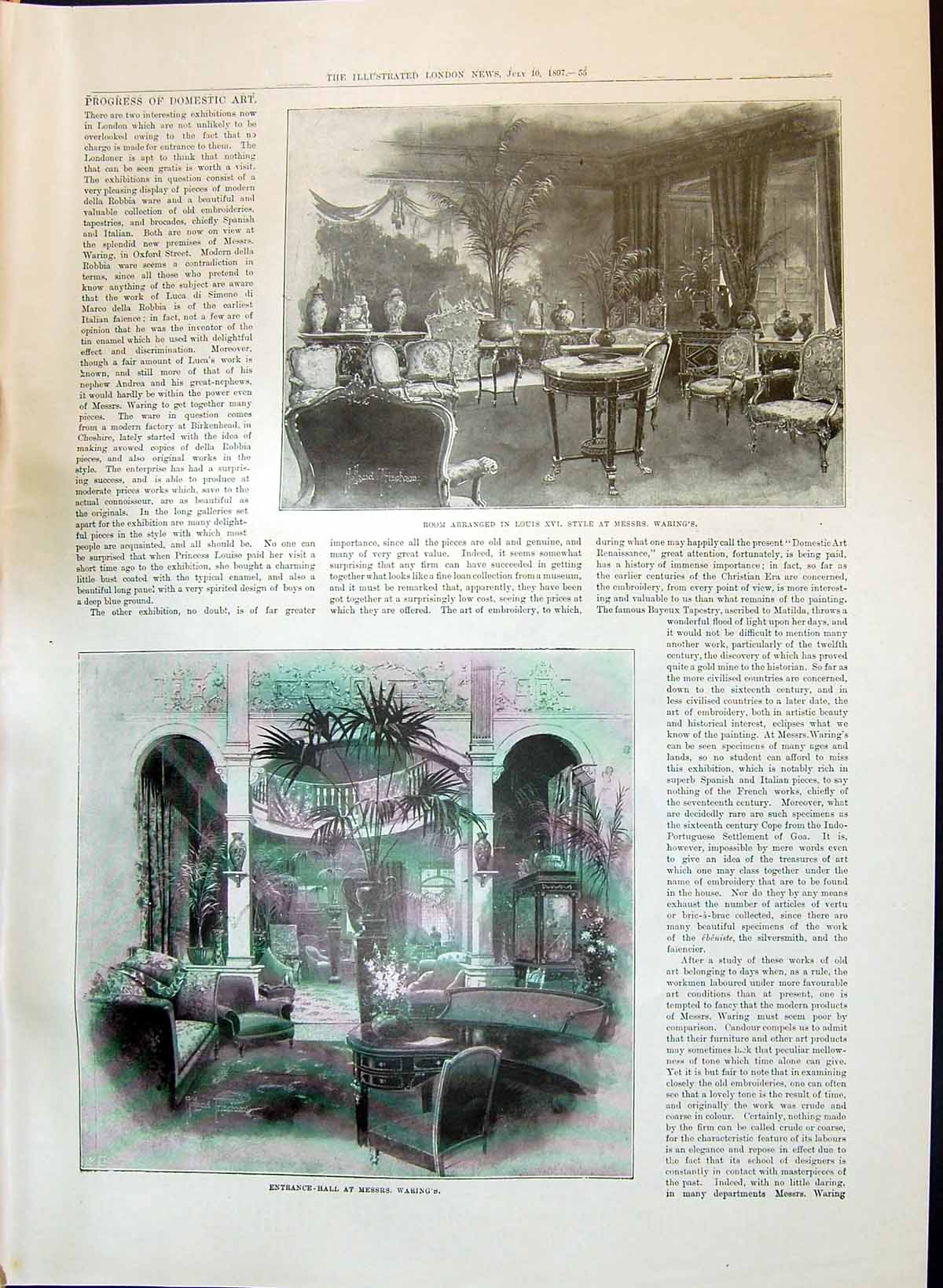 Old 1897 Room Furniture Louis Style Warings Entrance Hall Domestic Ar Victorian