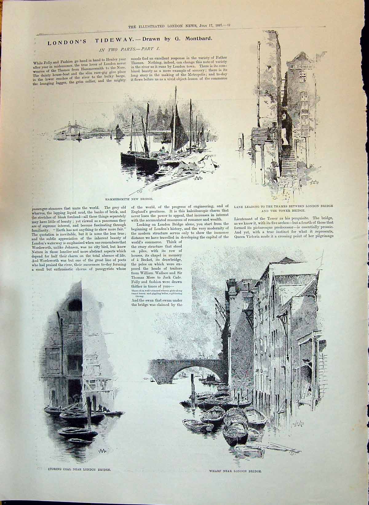 Old 1897 London Hammersmith Bridge Wharf Terence Lally Wife Dead Baby Victorian