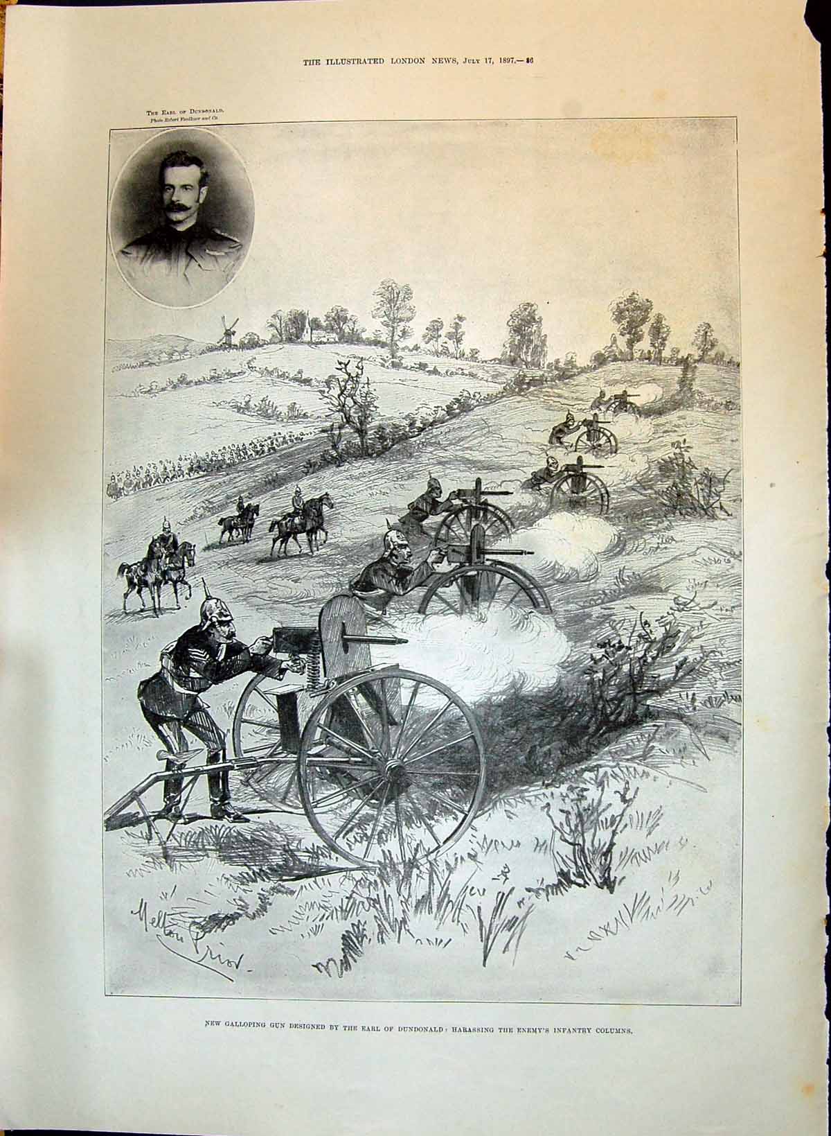 Old 1897 Galloping Gun Dundonald War Weapons London Vauxhall Bridge B Victorian