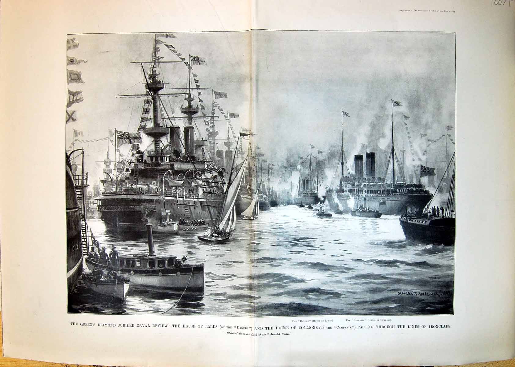 Old 1897 Queen Diamond Jubilee Naval Review House Lords Ships DanubeVictorian