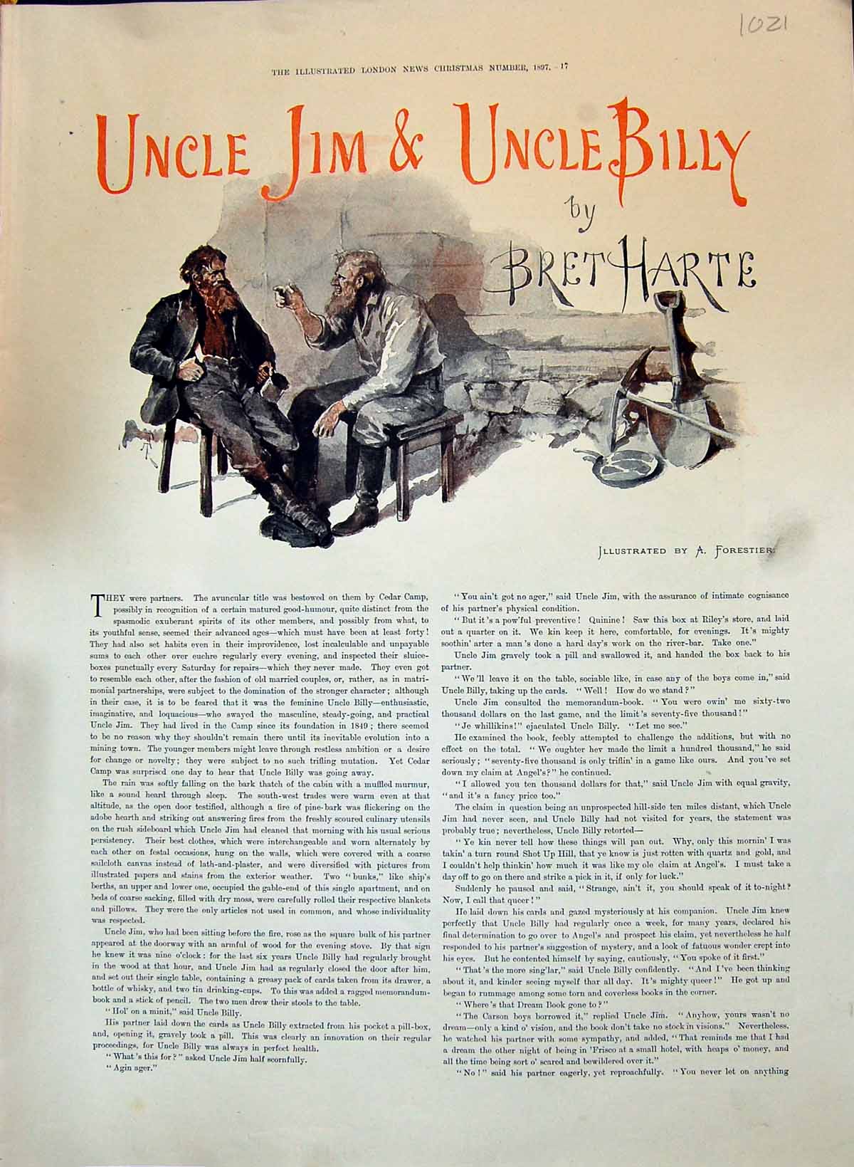 Old 1897 Uncle Jim Billy Story Cedar Camp Bret Harte Dinner Table Dri 19th