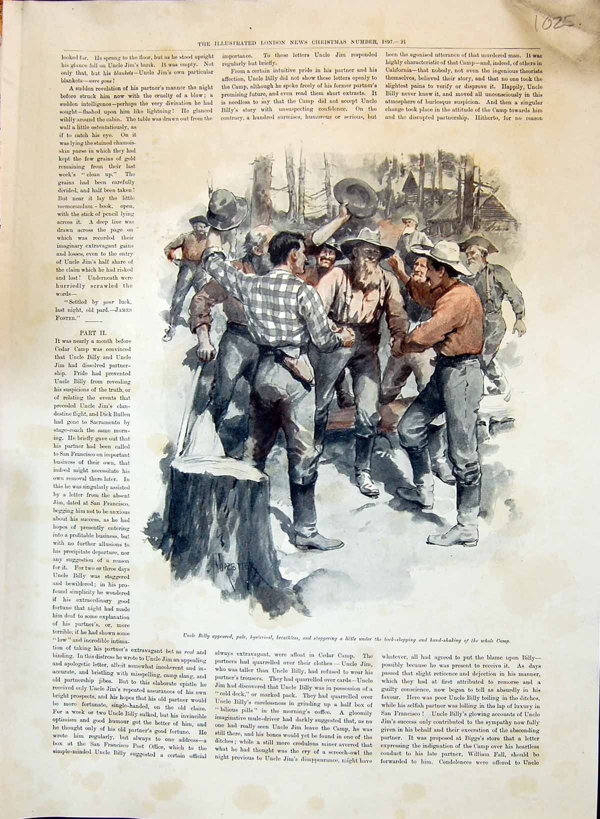 Old 1897 Uncle Jim Billy Story Cedar Camp Illustration Forest Lumberm 19th