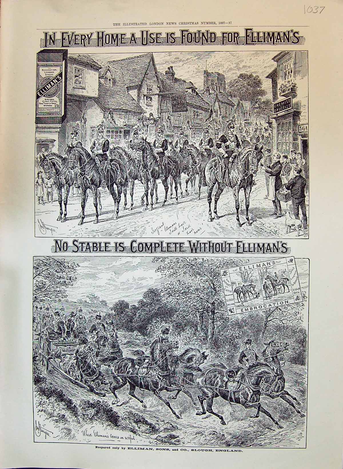 Antique Print 1897 Ellimans Embrocation Horses Brooke'S Monkey Brand Soap 19th