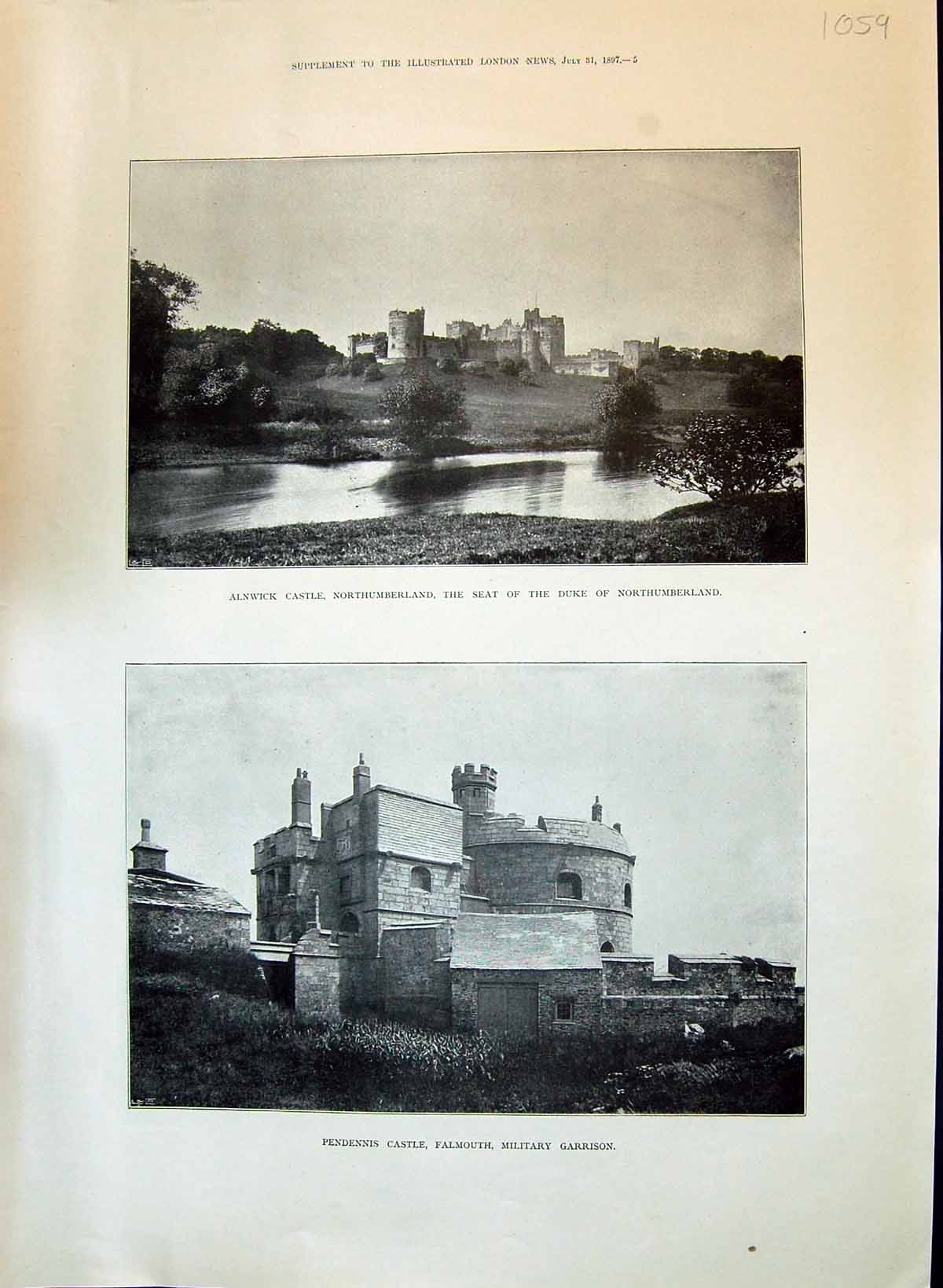 Old 1897 Alnwick Castle Northumberland Pendennis Falmouth Dunvegan Sk 19th