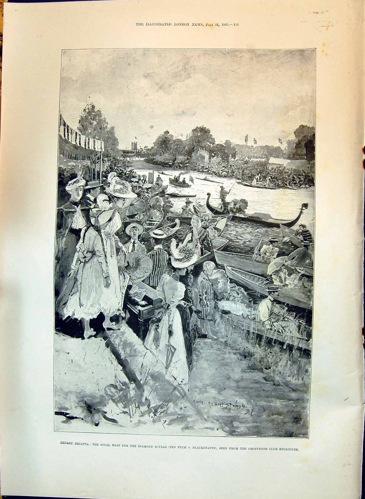 Old 1897 Henley Regatta Diamond Sculls Ten Eyck Blackstaffe Grosvenor Victorian