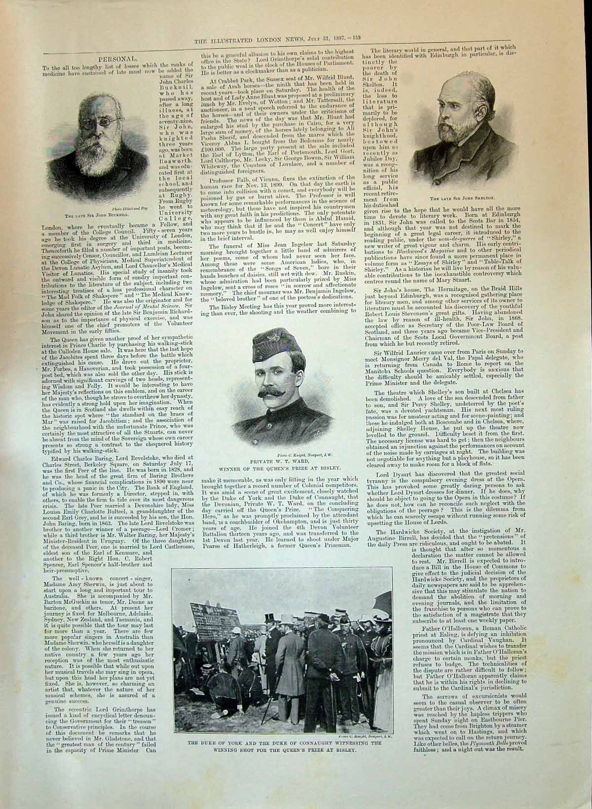 Old 1897 Bucknill Skelton Ward Duke York Bisley Rifle Shooting Sport Victorian